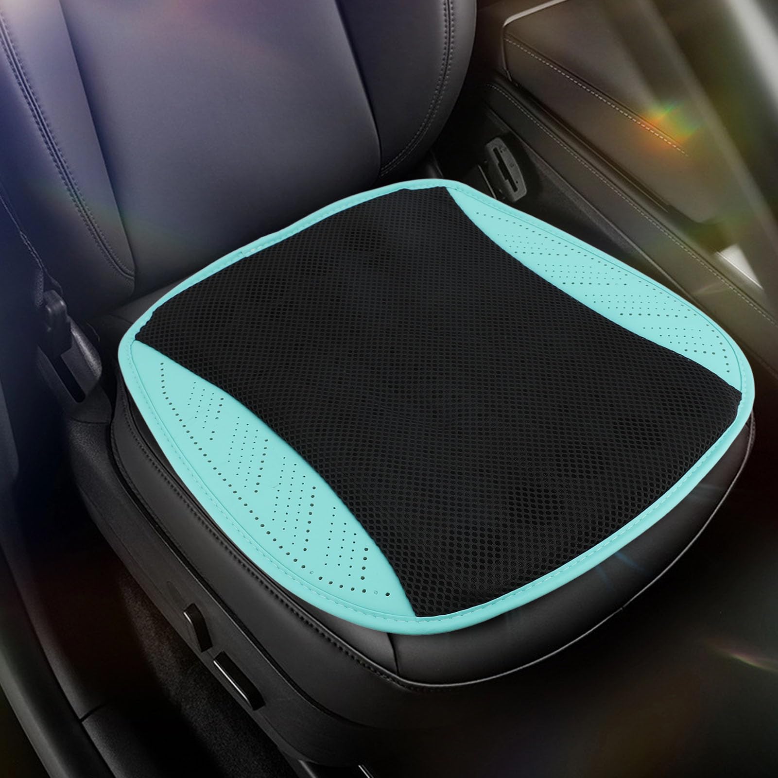 Srliya Cojín de Asiento Ventilado con Tecnología de Ventilador Inteligente, Base Antideslizante Alimentada por USB para el Hogar (Cian Negro)