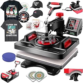 AKEYDIY 5491_5_EU - Prensa de transferencia multifunción (38 x 30 cm), color negro y rojo