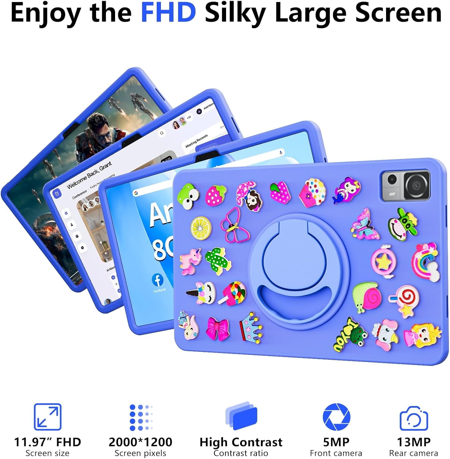 SGIN-T12S tablet displaying its FHD screen, resolution, and camera specifications