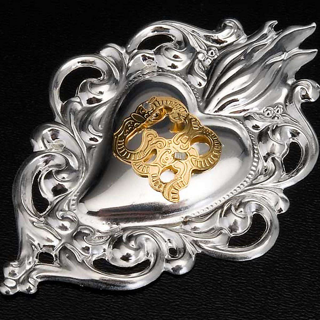 Holyart Ex-voto, Votive Heart with Flame 8x6cm, Silver