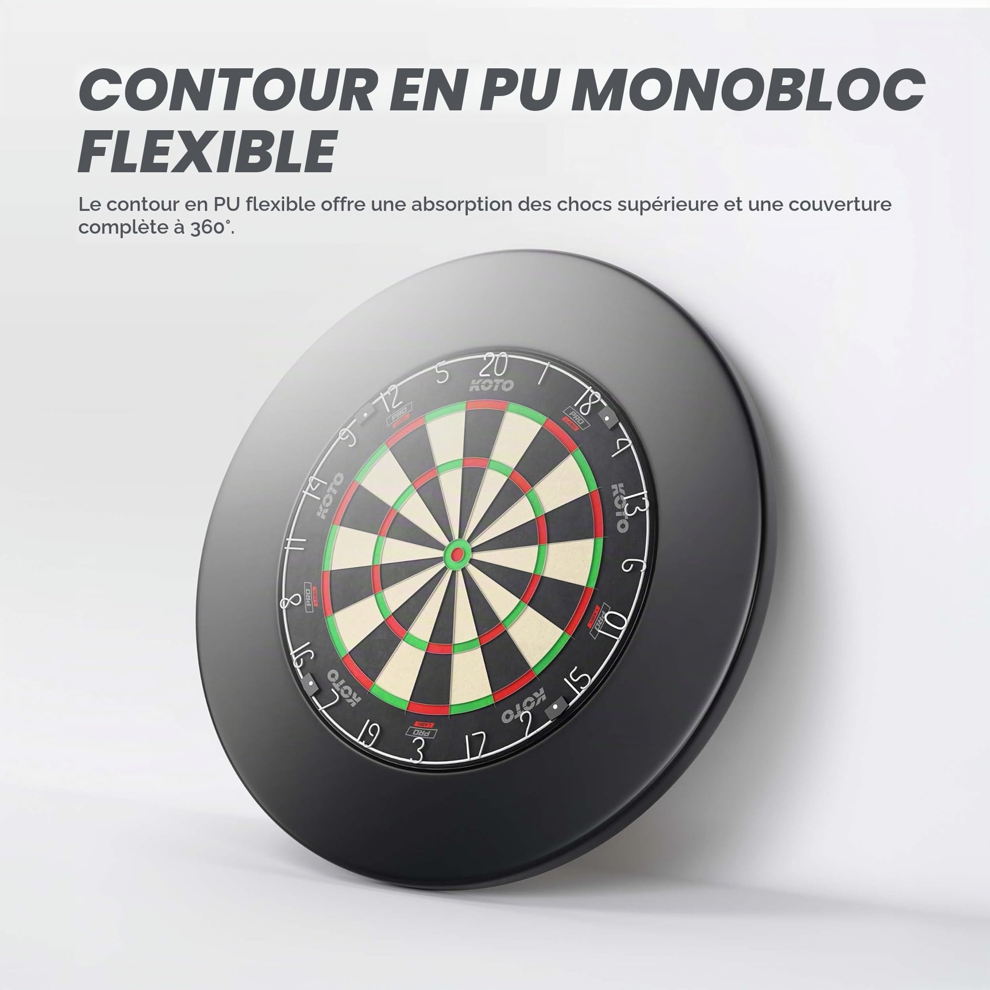 KOTO - King Pro 360 Cible Fléchettes & Surround, Noir, Sisal, sans Agrafe