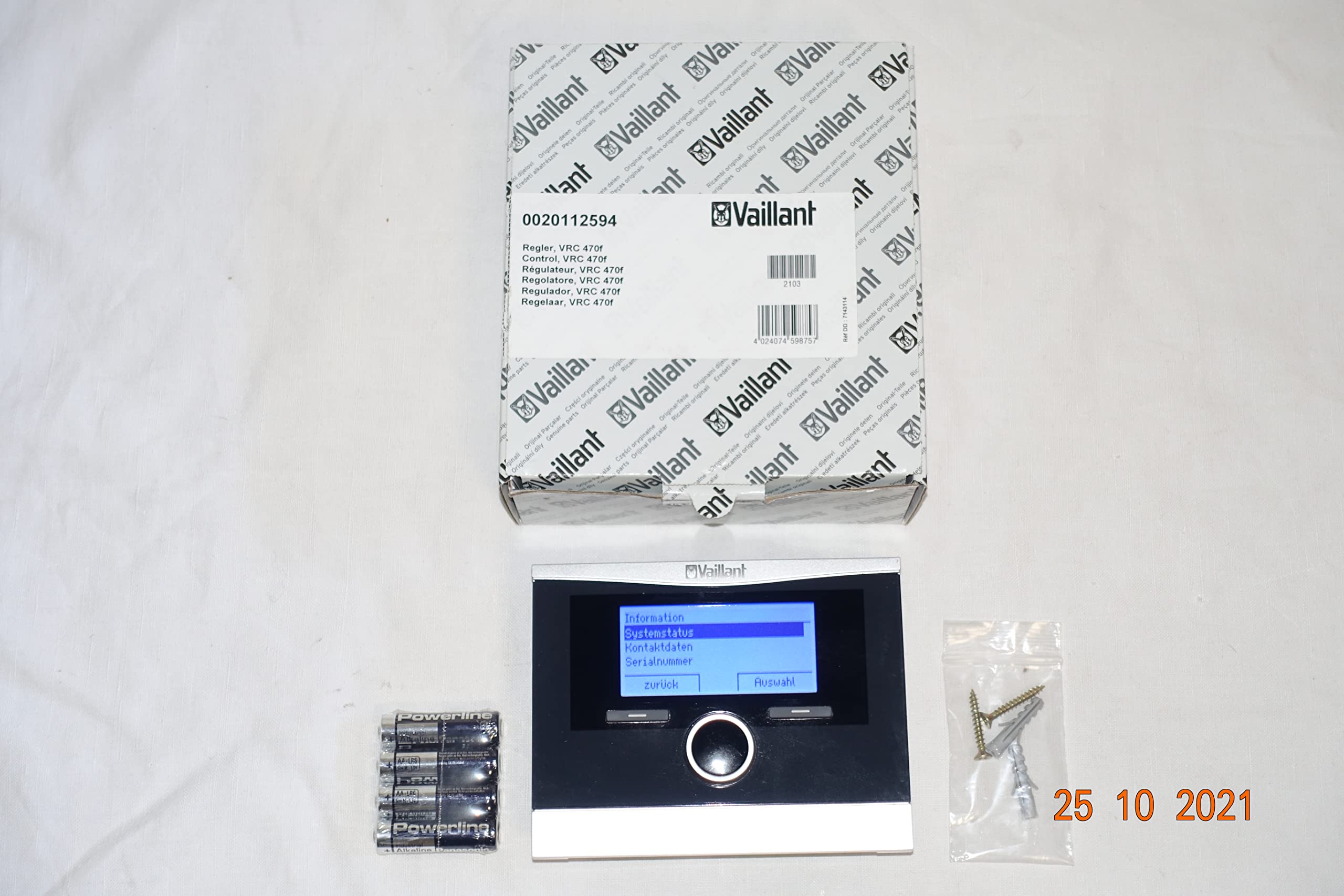 VAILLANT Termostato calorMATIC VRC 470f con 4 pilas de 1,5 V, programa semanal y manual (idioma español no garantizado)