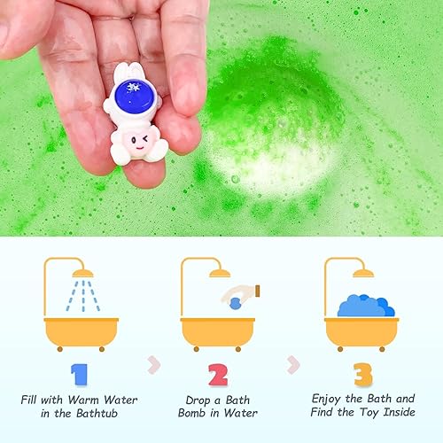 Miniatura 5 de 12 bombas de baño para niños al azar, bombas de baño con juguetes dentro de niñas y niños, burbujas orgánicas naturales para baño, ideal para