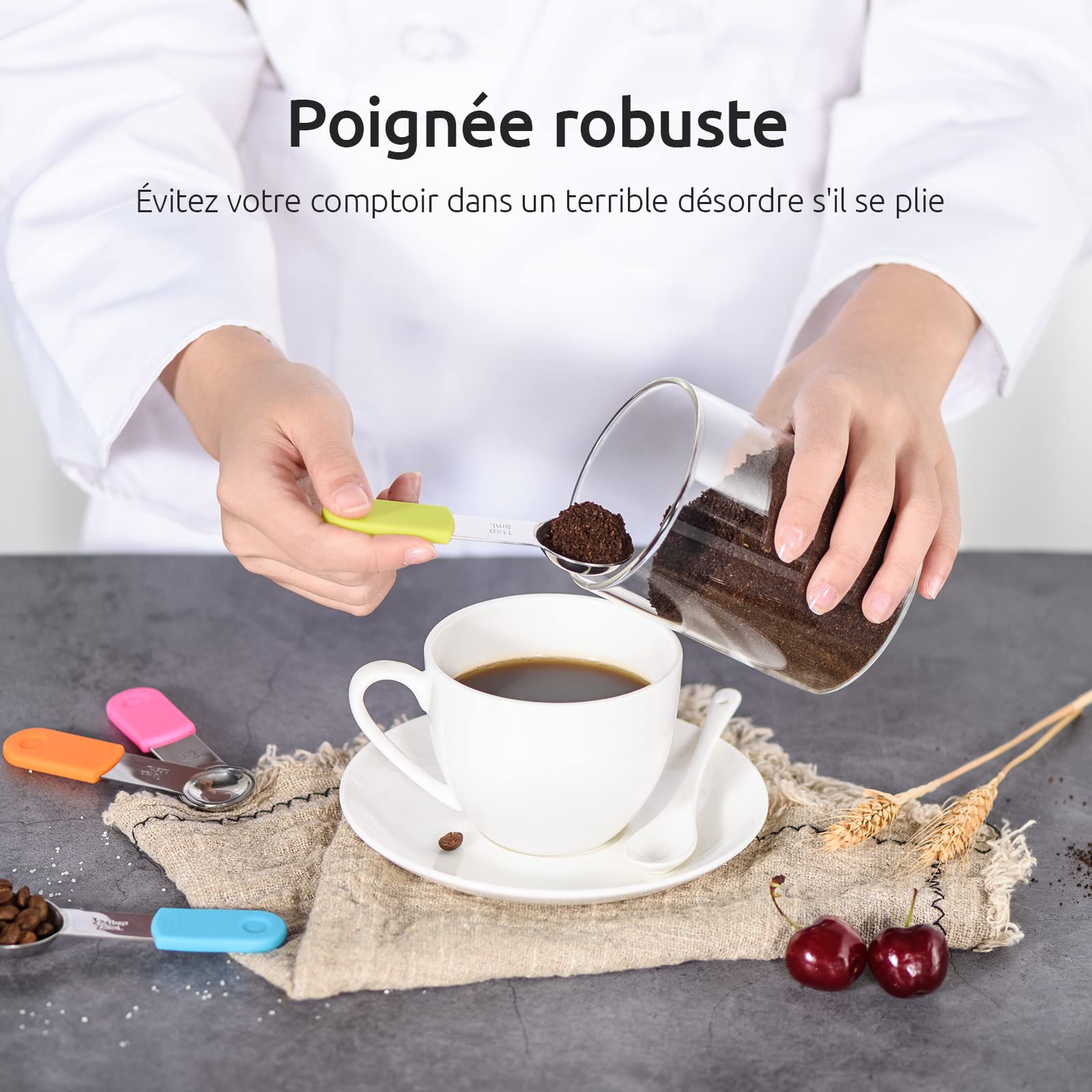 U-Taste Lot de 13 Tasses et Cuillères à Mesurer Magnétiques, Couleur | Ustensiles de mesure en métal pour la cuisine et la pâtisserie (ingrédients secs et liquides)