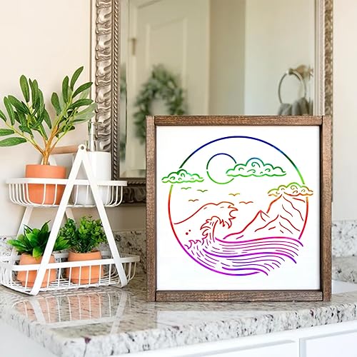 Miniatura 6 de Pkqon Plantillas bohemias para pintar naturaleza, montaña, luna, sol, dibujo, plantilla, hoja, paisaje, pintura en madera, manualidades, camisa,