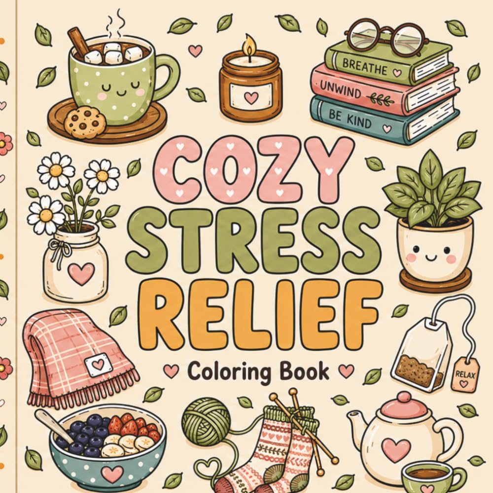 Cozy Stress Relief Coloring Book: Bold & Easy Cozy Designs for Relaxation and Calm