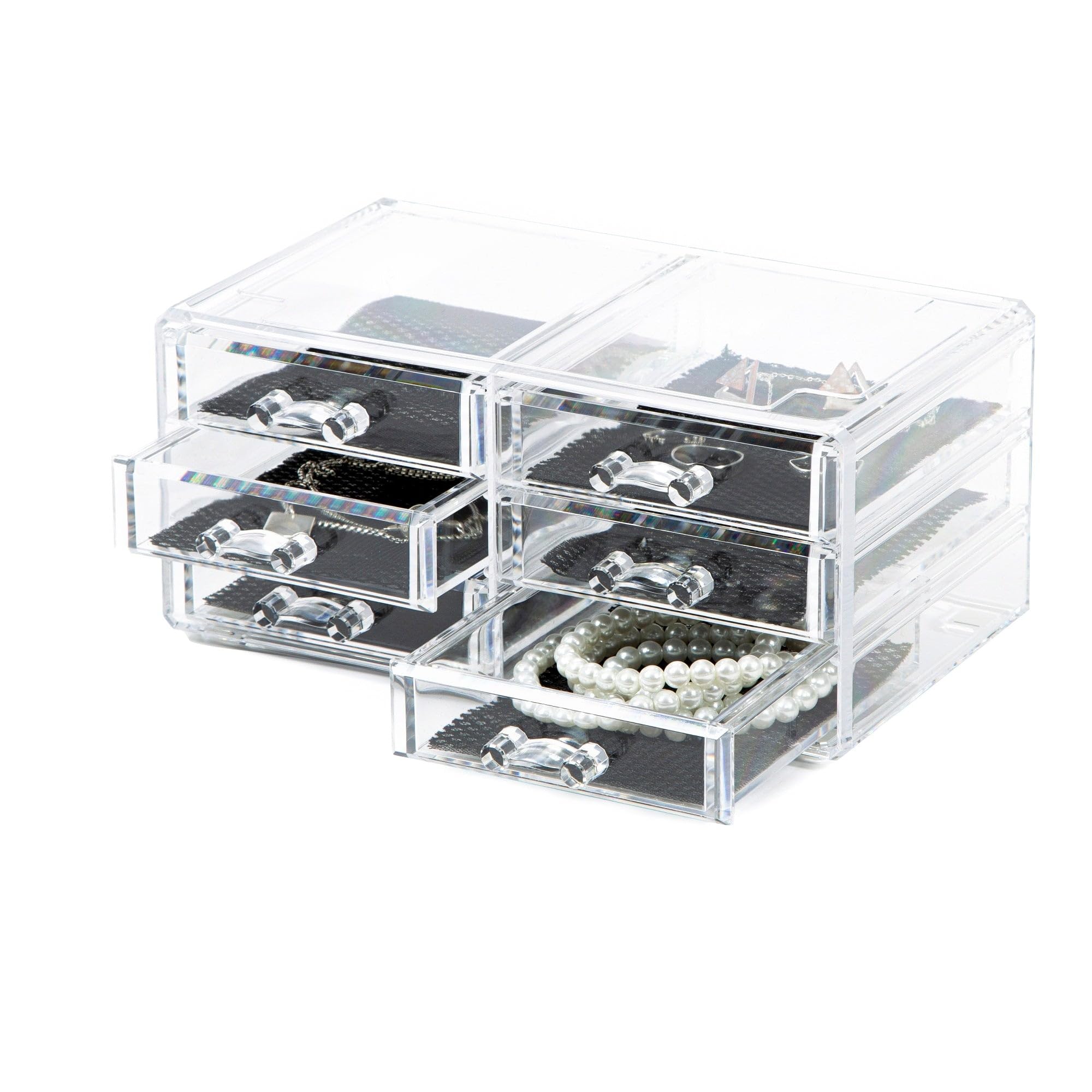 Compactor Bijoux Organizer 6 Cassetti, Polistirene Trasparente, 23.8 x 15 x H. 11 cm, RAN6044