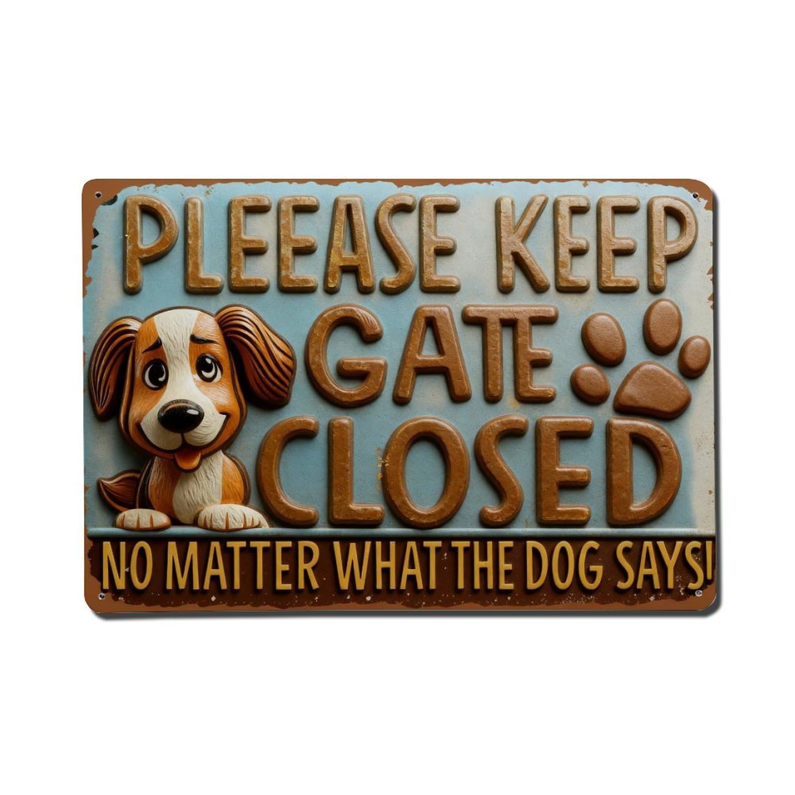 Please Keep Gate Closed Dog Says Vintage Metal Tin Sign Retro Wall Decor, Bar Garage Cafe Kitchen Home Wall Art Poster Decoration 8x12inches