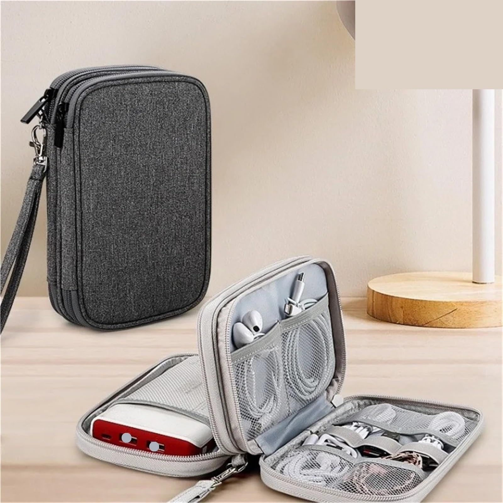 Borsa Organizzatore Cavo di stoccaggio elettronica viaggio | Impermeabile doppio strato(Black)