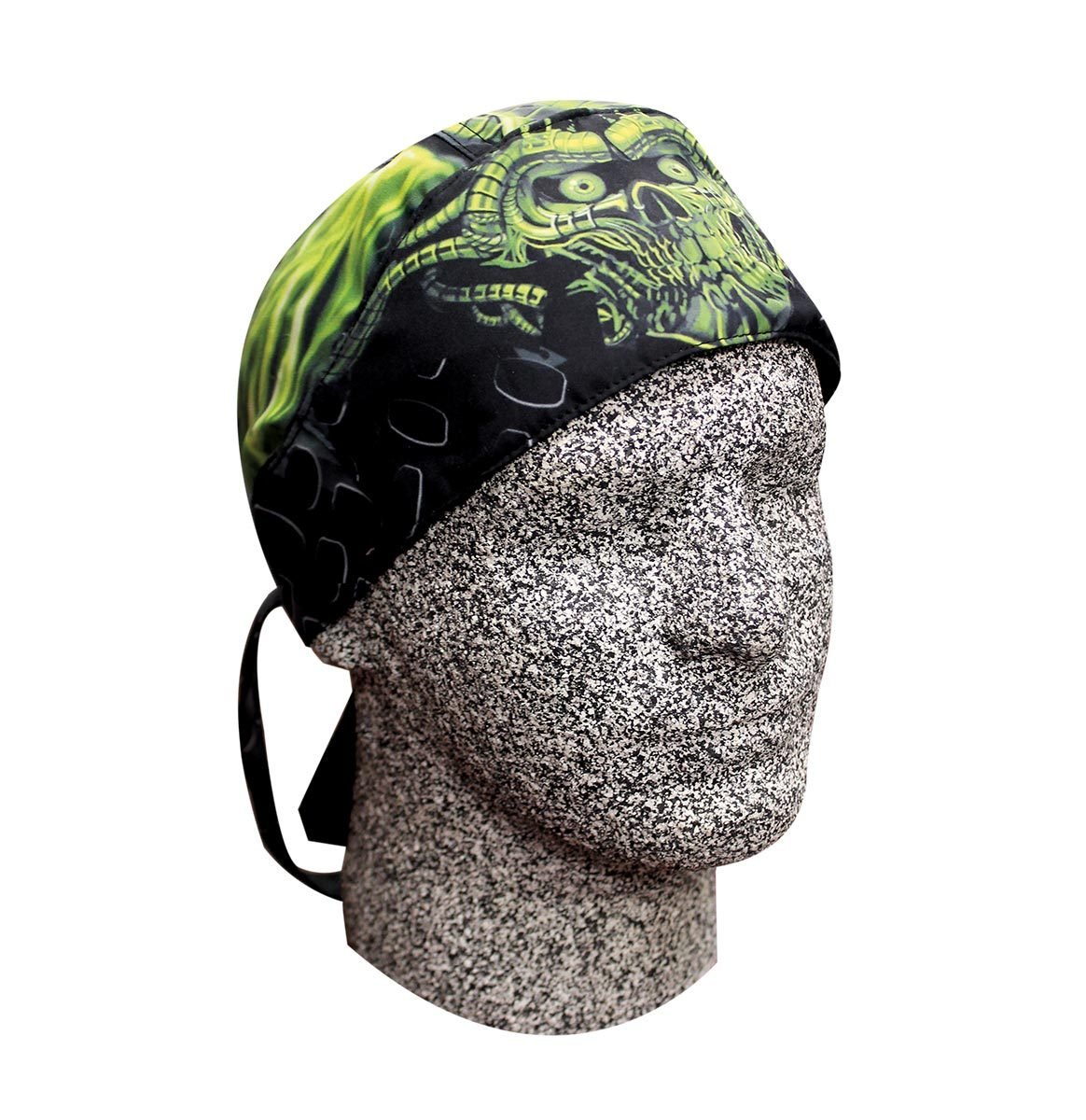 Danbanna Deluxe Select Platinum Edition in the Cellar Green Devil Skull Doo Rag Skull Cap Headwrap with Sweatband