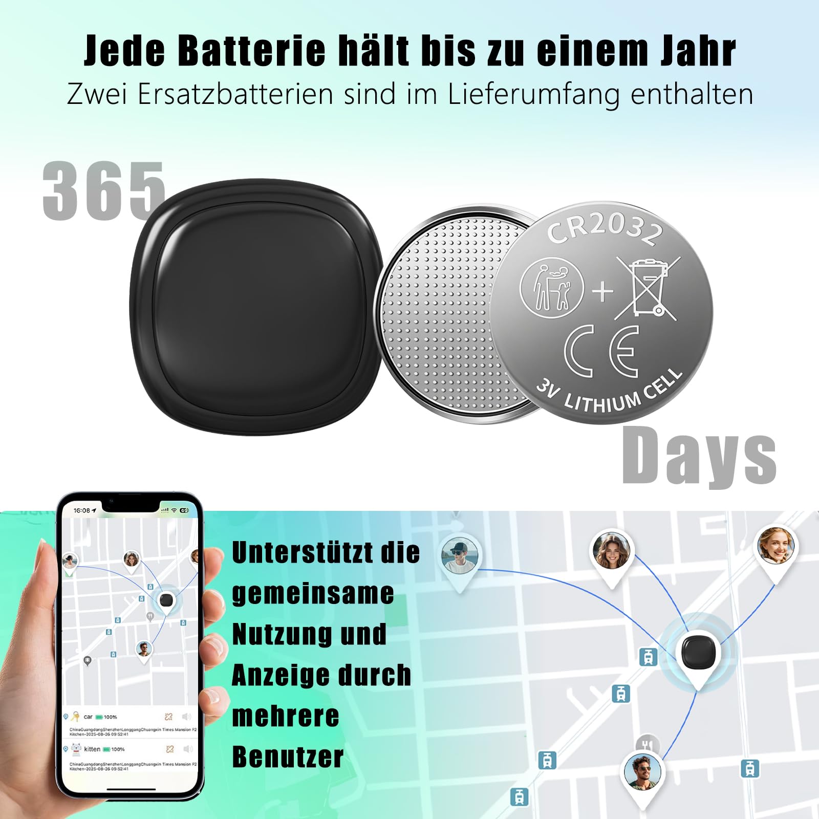 GPS-Tracker für Auto Motorrad Fahrzeuge, Kompatibel mit iOS＆Android, Magnet Versteckte Smart Tag Finder Ohne ABO Monatliche Gebühren, Vehicles Tracker mit Echtzeit-Standortbestimmung (2er Schwarz)
