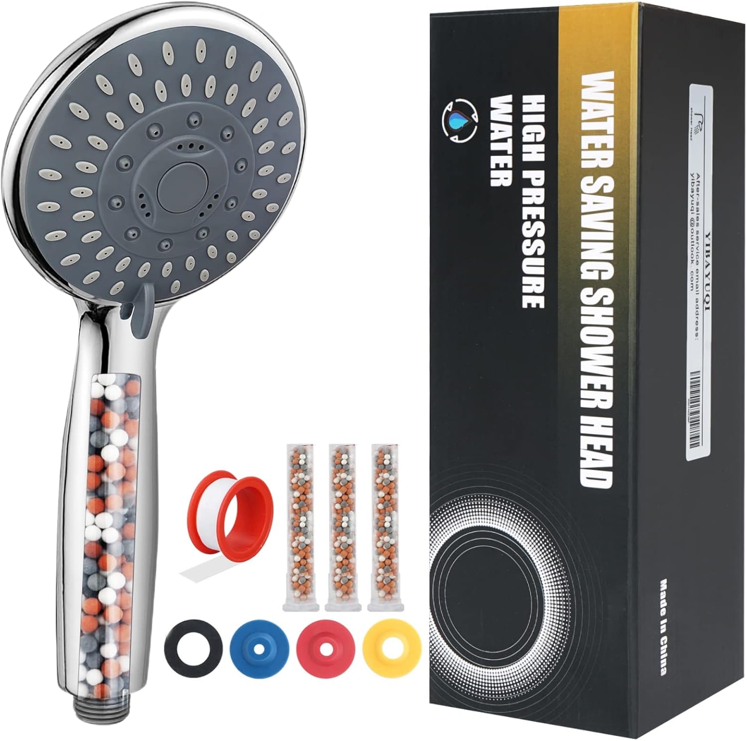 Shower Head High Pressure with Filter YIBAYUQI Handheld Water Saving