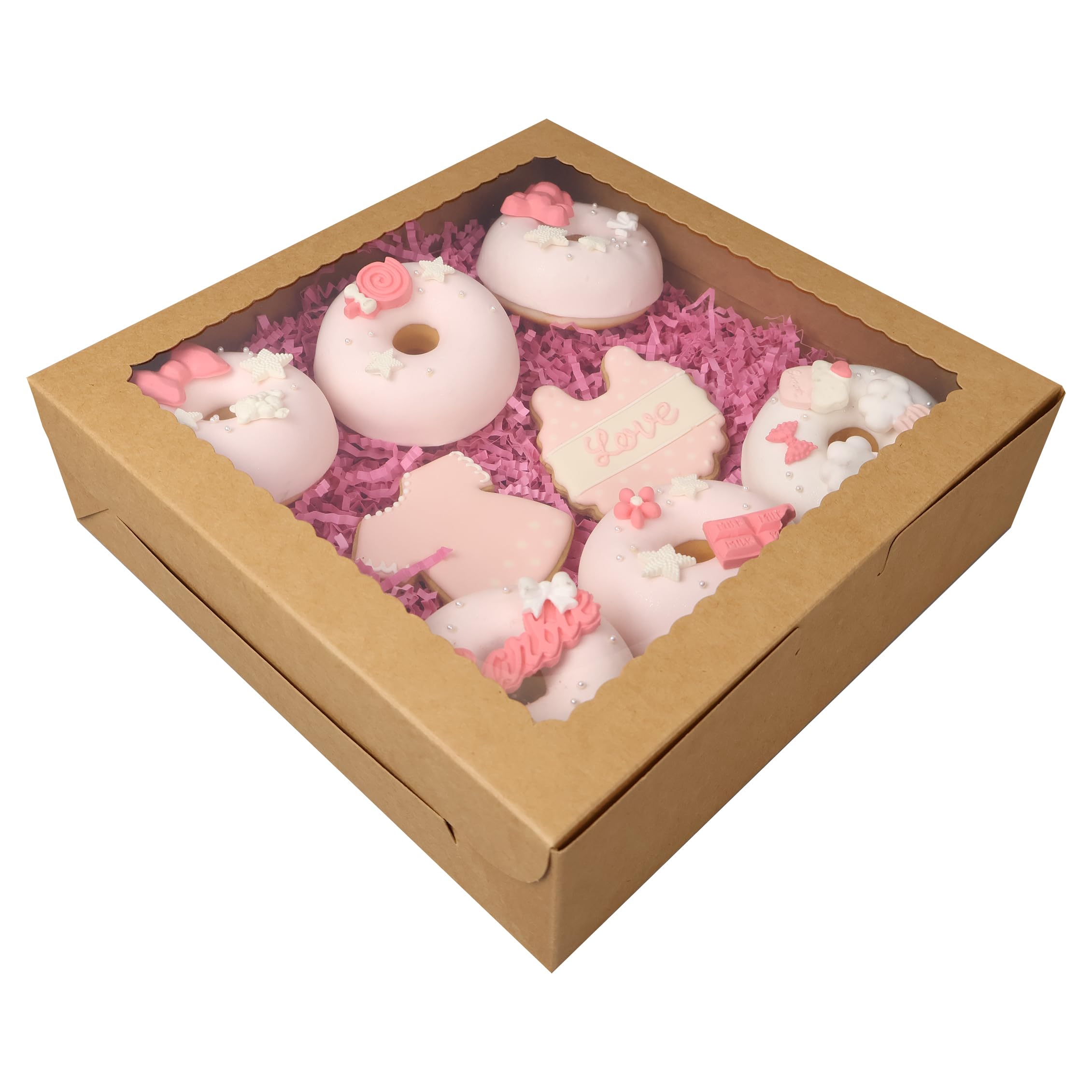 24 cajas para tartas de 9 x 9 x 2.5 pulgadas, cajas de panadería con ventana, cajas de postre
