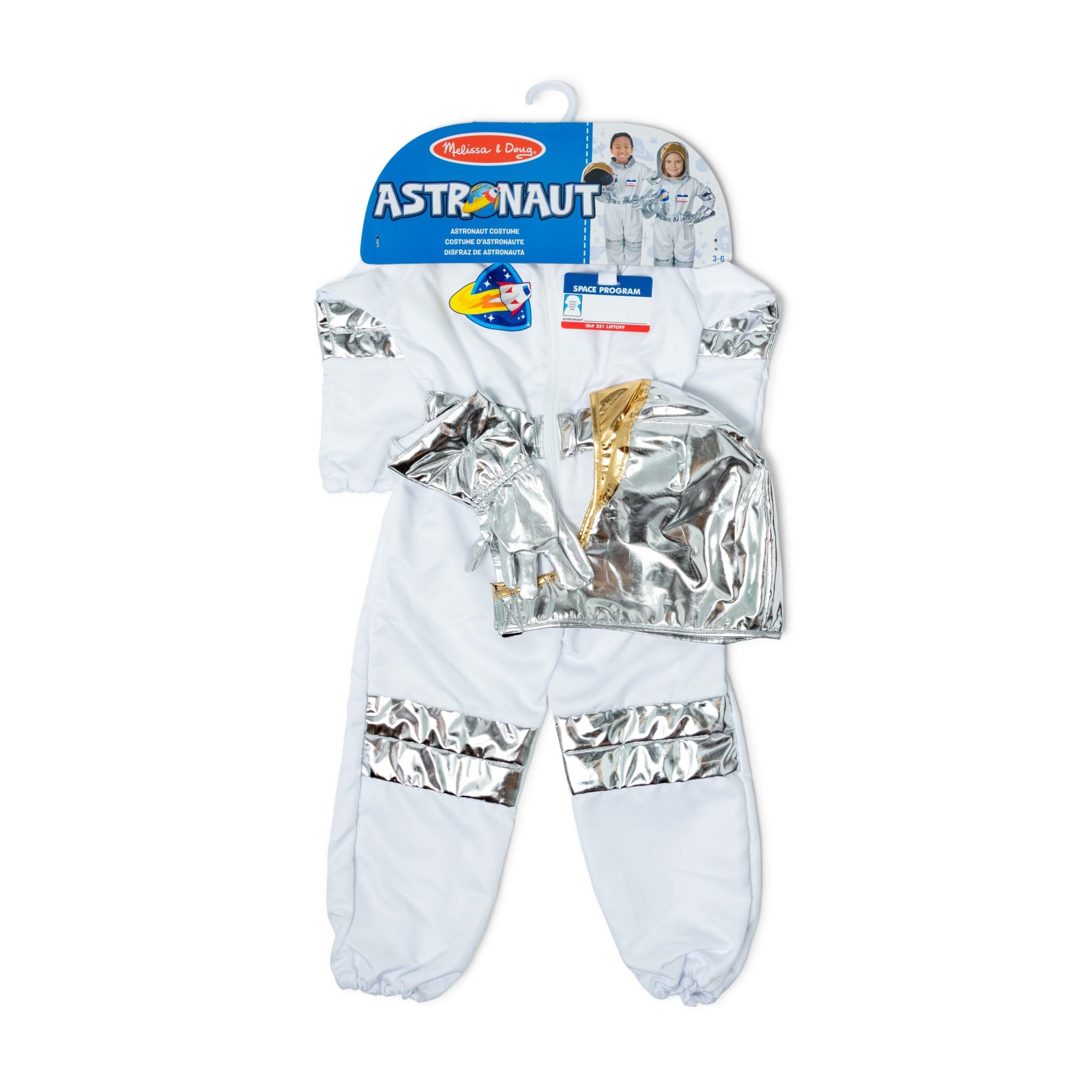 Melissa & Doug Costume da Astronauta per Bambini - Gioco con Casco e Accessori Spaziali, Costume Unisex, Gioco di Imitazione, Costumi di Halloween o Carnevale, Regalo per Bambini e Bambine, 3+ Anni