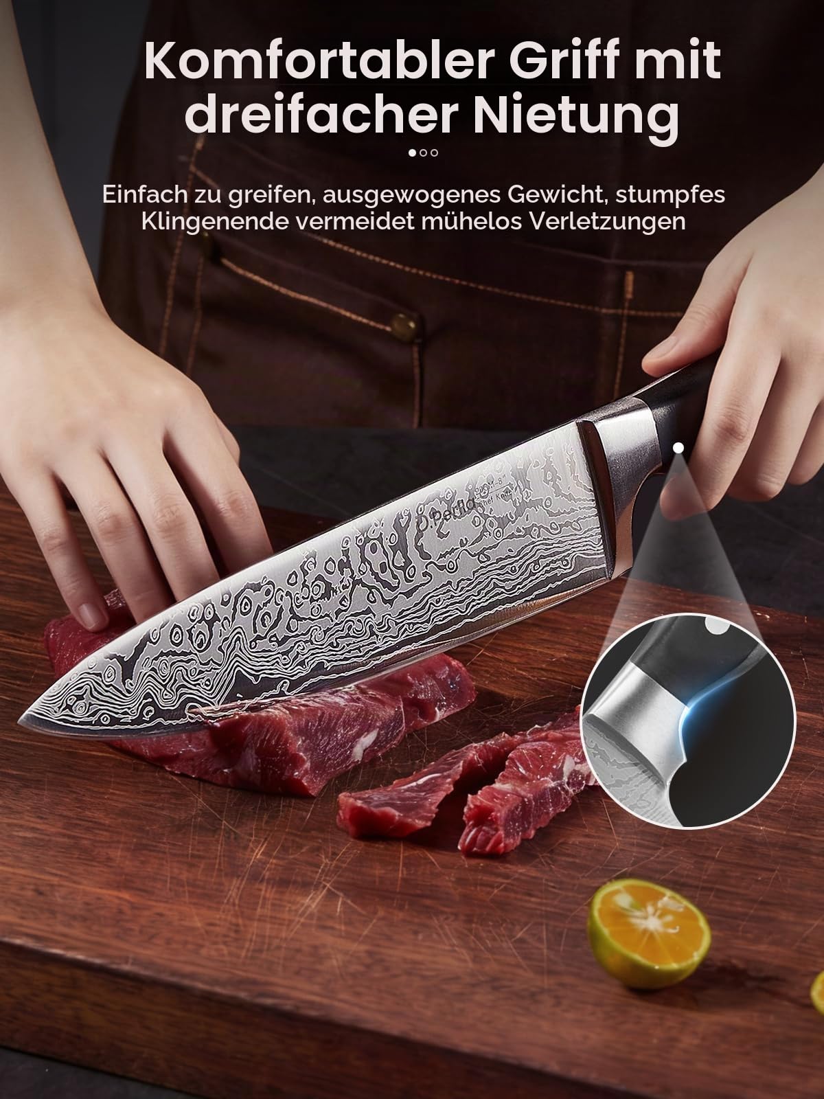 D.Perlla Messerblock mit Messer, 14-TLG Selbstschärfender Messerblock, Scharfe Messerset mit Ergonomischer und Rutschfester Griff… – Ansicht 6