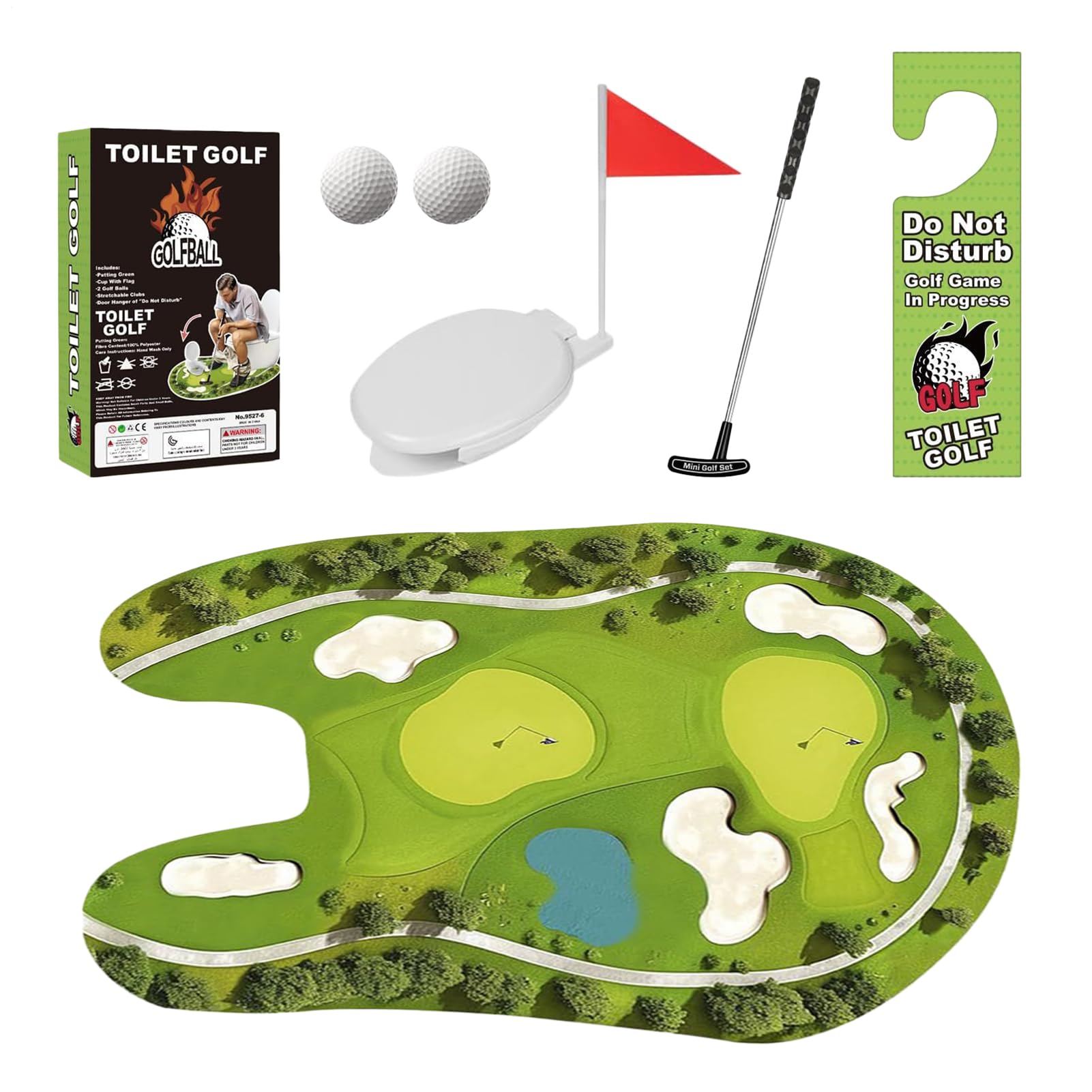 Kit de Jeu de Golf pour Toilettes 80 x 67 cm - Jouet d'entraînement pour Salle de Bain