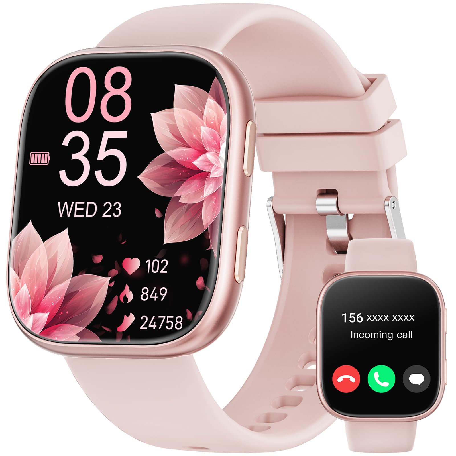 Mingtawn Reloj Inteligente Mujer Hombre, 1.83" Smartwatch Mujer con Bluetooth Llamada, Smart Watch con 100+ Modos Deportivos, Monitor Pulsometro/SpO2/Sueño, Relojes Inteligentes para Android iOS