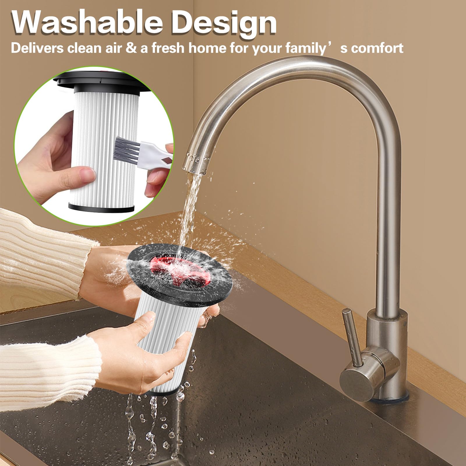 Zestaw 2 filtrów zamiennych kompatybilnych z odkurzaczem Bosch Unlimited Gen2, seria 8, zamiennik filtra Bosch 12023349 i 12036642, nadaje się do prania i wielokrotnego użytku, ze szczotką do