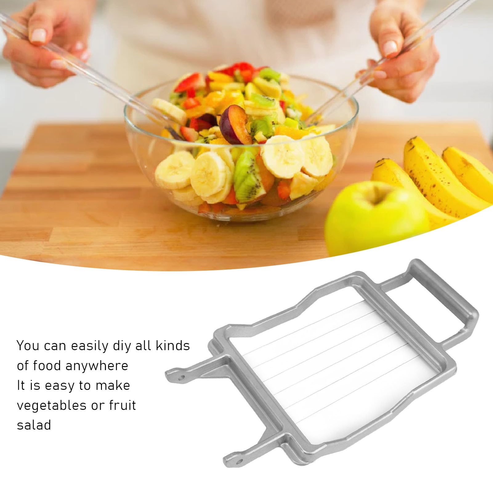 Handkäsehobel mit Edelstahldraht für Hartkäse Aufschnitt Obst Gemüse – Leichter AluKörper, präzise Rasterskalierung, ergonomischer Griff (20mm)