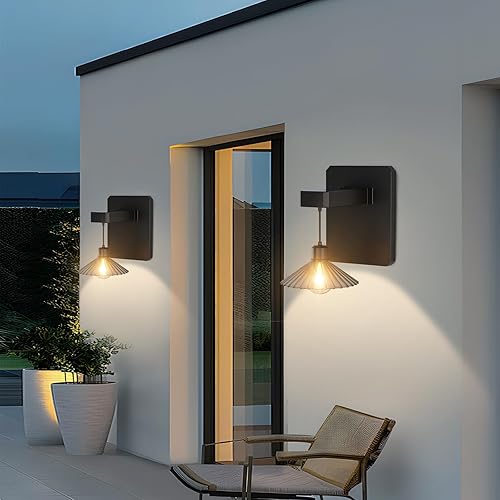 Miniatura 9 de Lámpara de pared solar para exteriores con bombilla de montaje en pared del atardecer al amanecer, antioxidante, impermeable, linterna colgante de