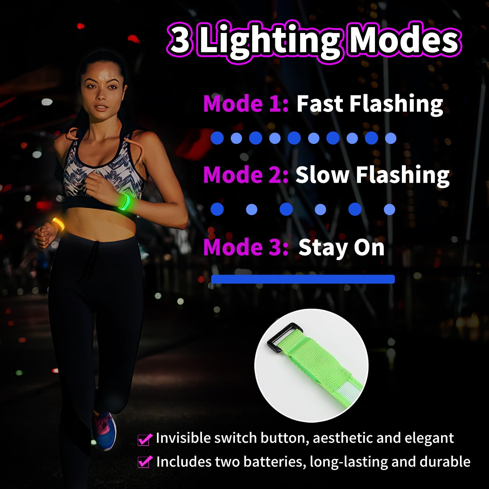 KATELUO 6 Pièces Bracelet LED Lumineux Concert Ajustable Clignotant Phosphorescent