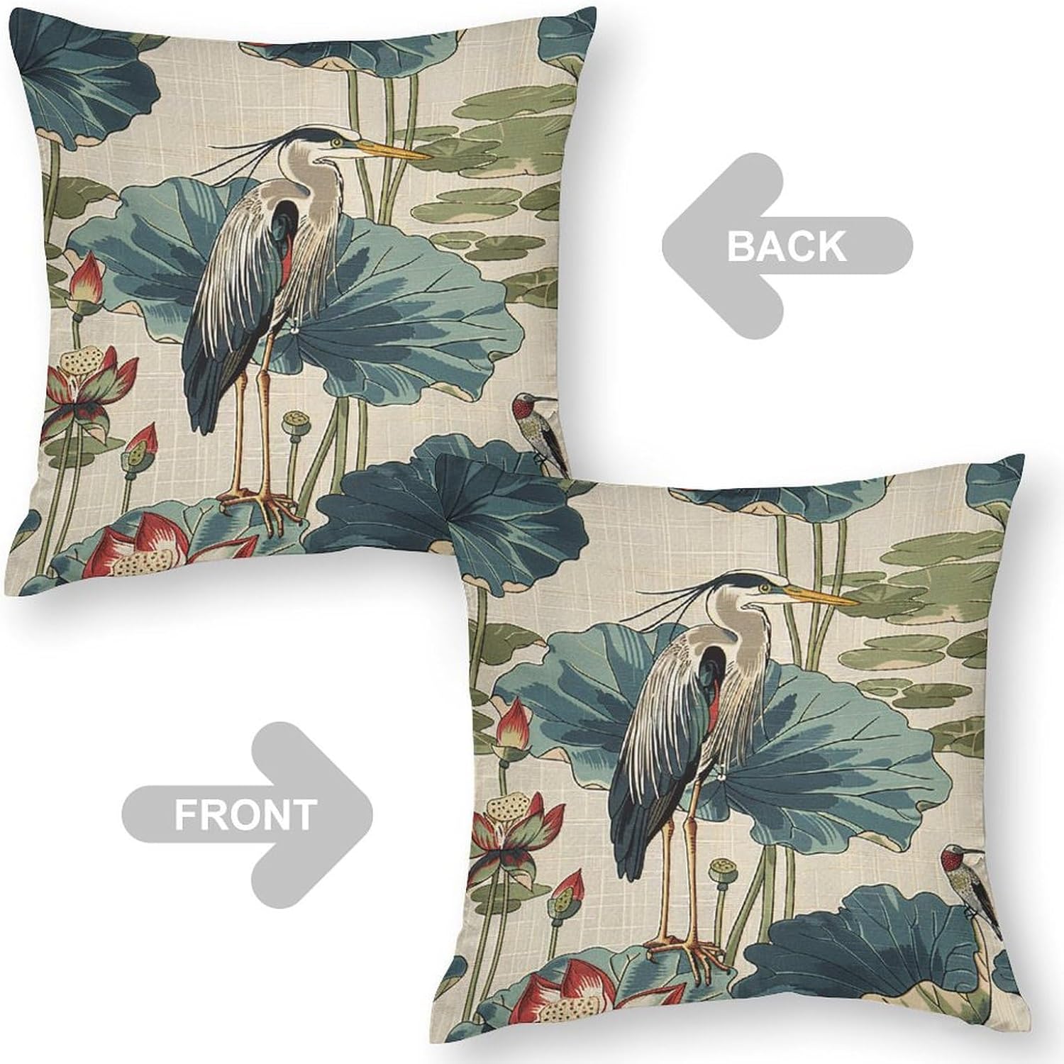 Custom Pillow Cases 16" x 16" Birds and Lotus Flowers image 4