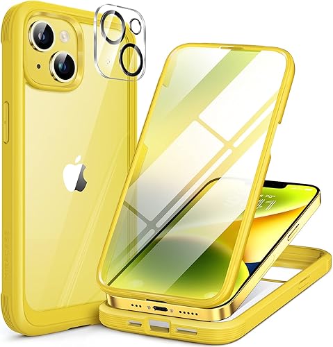 Miracase Glass Series - Funda diseñada para iPhone 14 de 6.1 pulgadas, funda transparente de cuerpo completo con protector de pantalla de vidrio