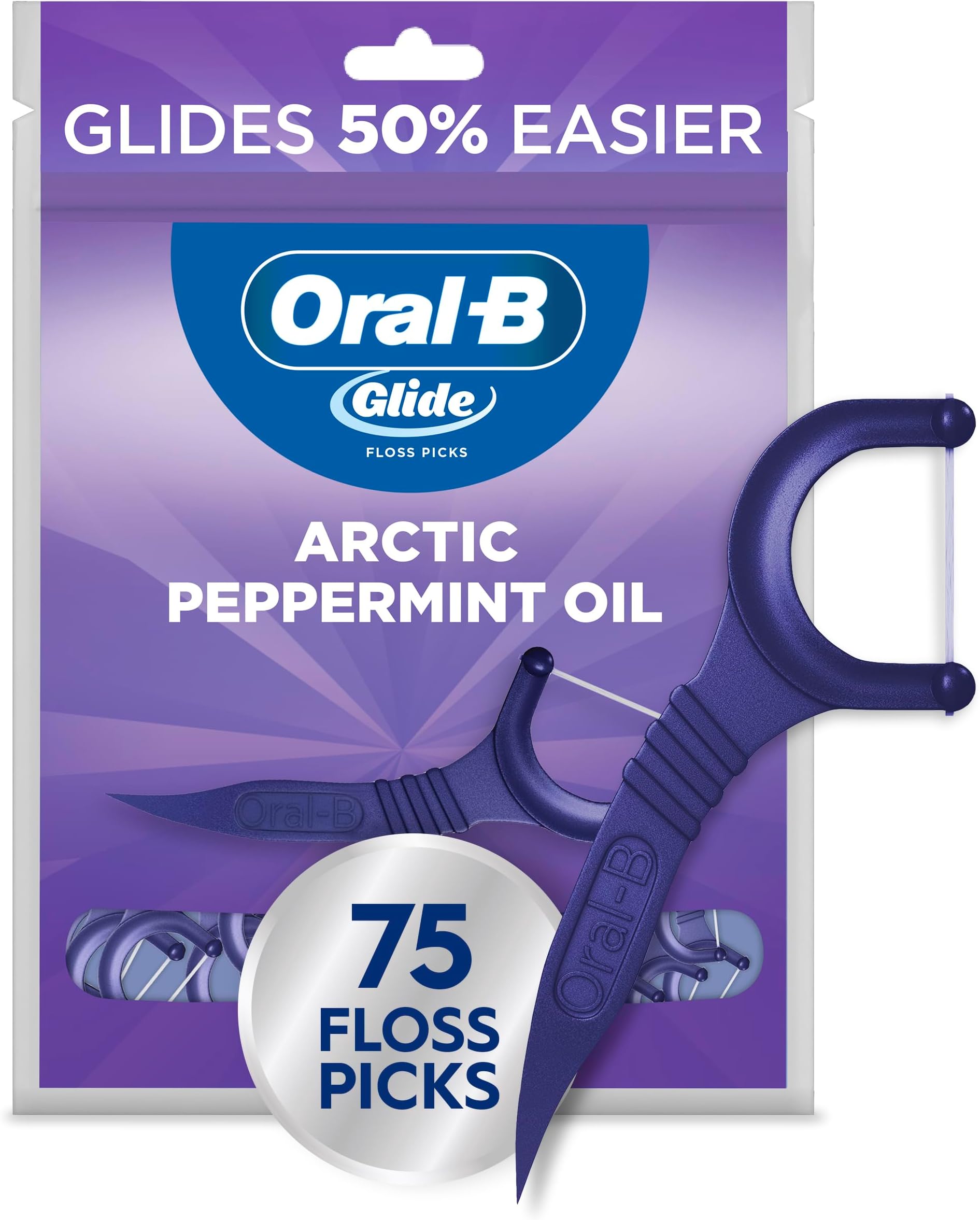 Oral-B, Glide, Floss Picks, Arctic Peppermint Oil, 75 Count