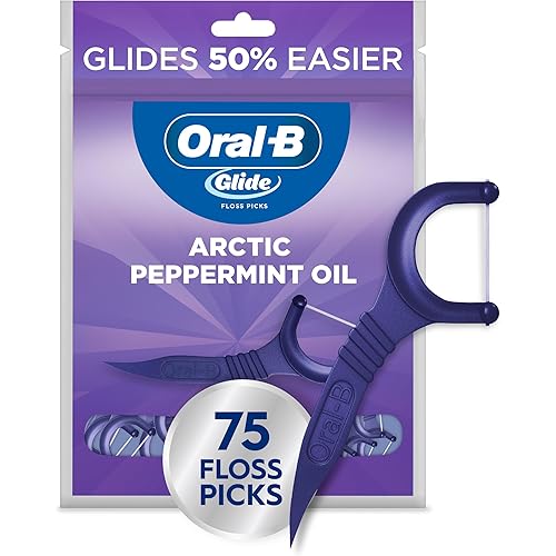 Oral-B Glide Peppermint Dental Floss Picks with Arctic Peppermint Oil Flavor, 75 Picks