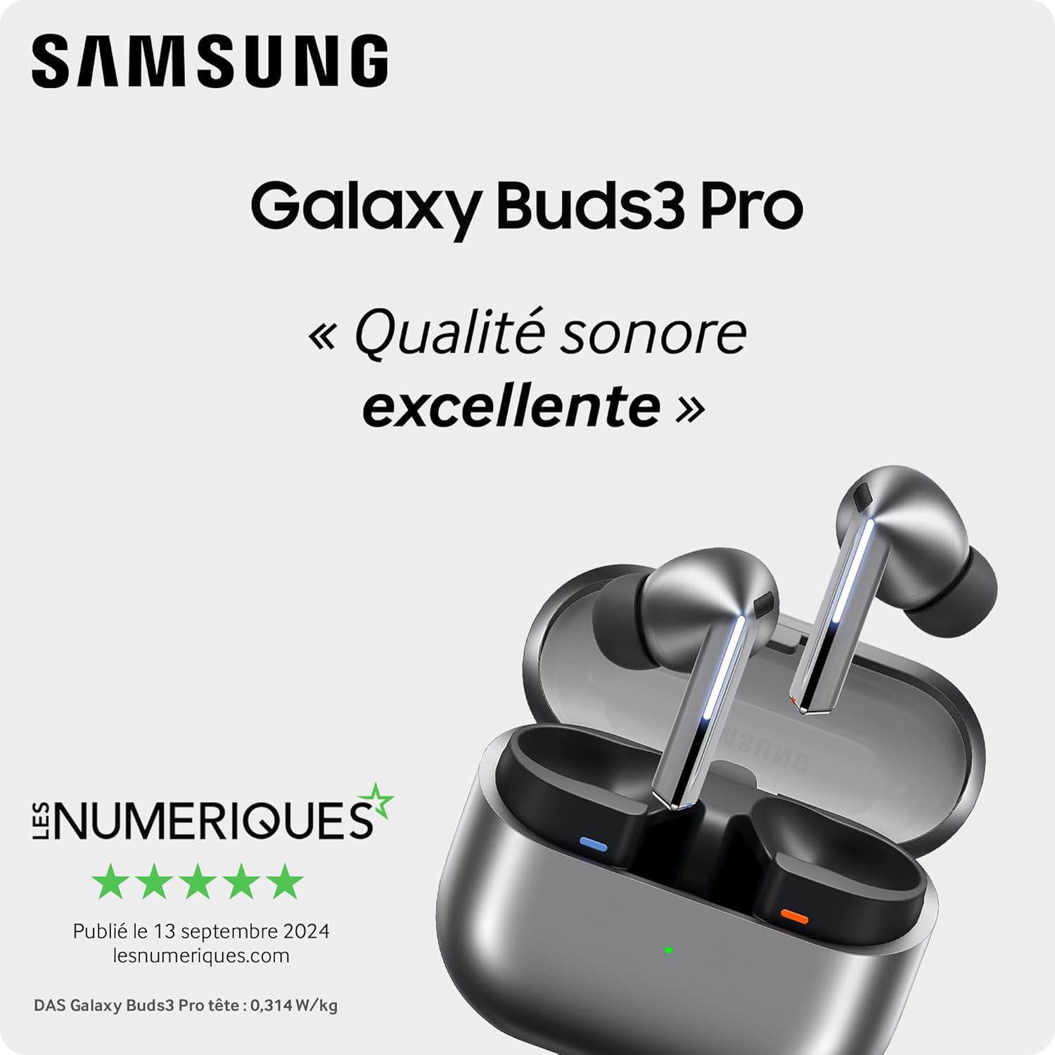Samsung Galaxy Buds3 Pro: Écouteurs Bluetooth avec ANC et Audio 360° | Argent (Exclusivité Amazon) - Image secondaire