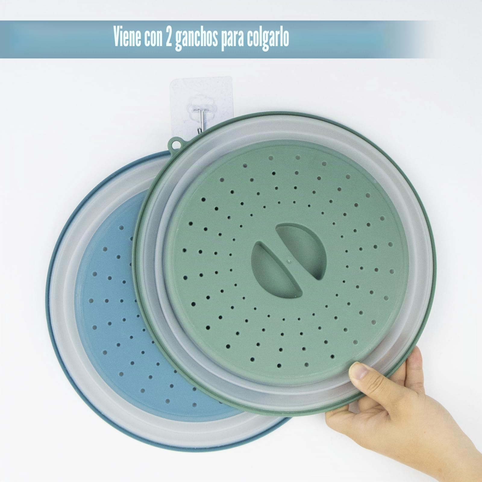 2 piezas de tapas para microondas plegables - 26,5 cm de protección contra salpicaduras con ganchos y rejilla de ventilación - Resistente al calor - Ahorro de espacio para microondas, frutas, verduras