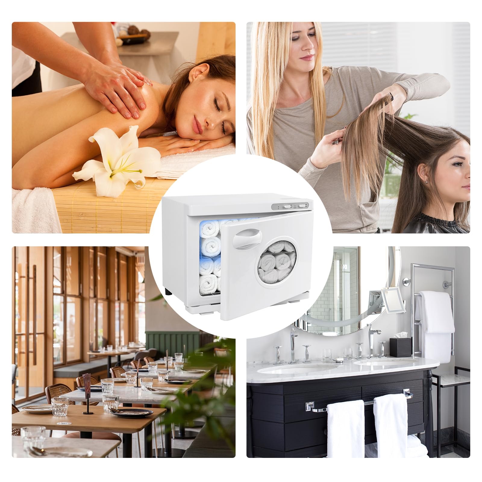 Scaldasalviette da 23 l, con lampada UV, 3 in 1 Towel scaldasalviette elettrico con finestra per spa, massaggi, salone e cura delle unghie, bianco