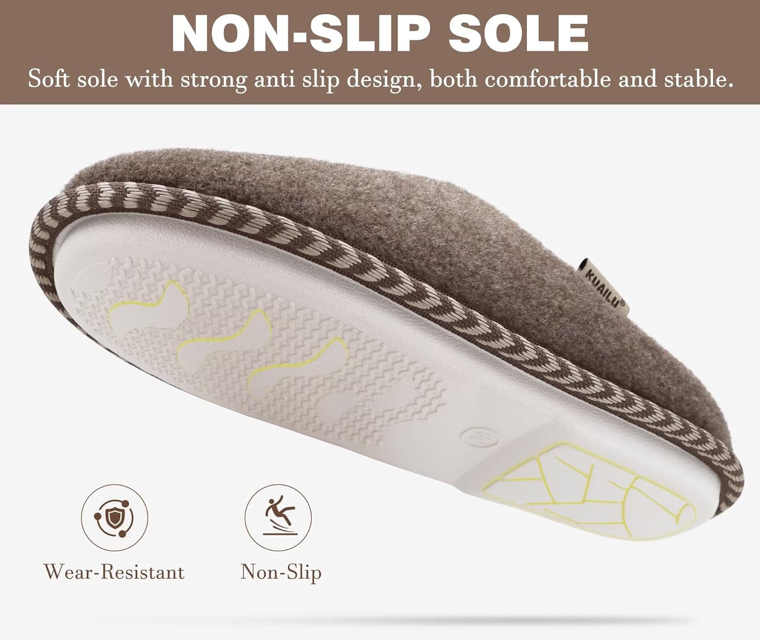 KuaiLu Womens Supportive Memory Foam Slippers Felt Fuzzy Lined Heel Cushion Lightweight House Shoes for Indoor Outdoor - Image 7