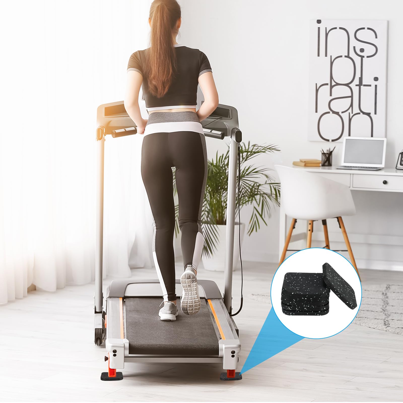 PATIKIL 6pz Tappetino per Tapis Roulant Tappetino Tappetini Nero/Bianco