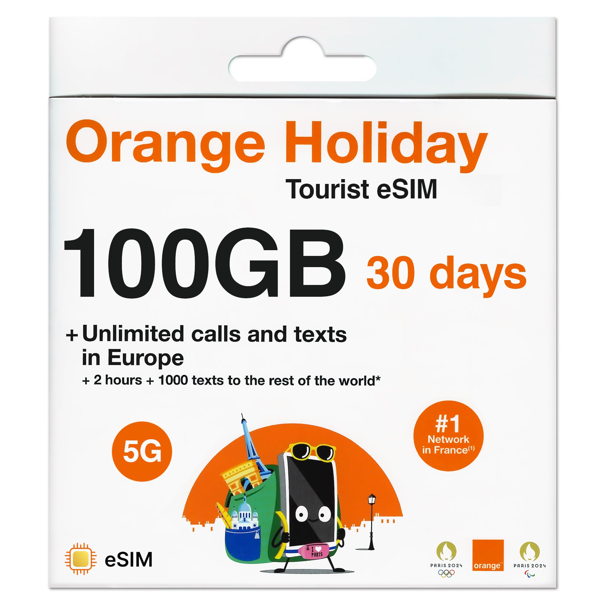 TSIM Europe eSIM 30 Days 100GB Data with Unlimited Local Calls + 120 Minutes Call Home | 5G Network | Hotspot Tethering Allowed