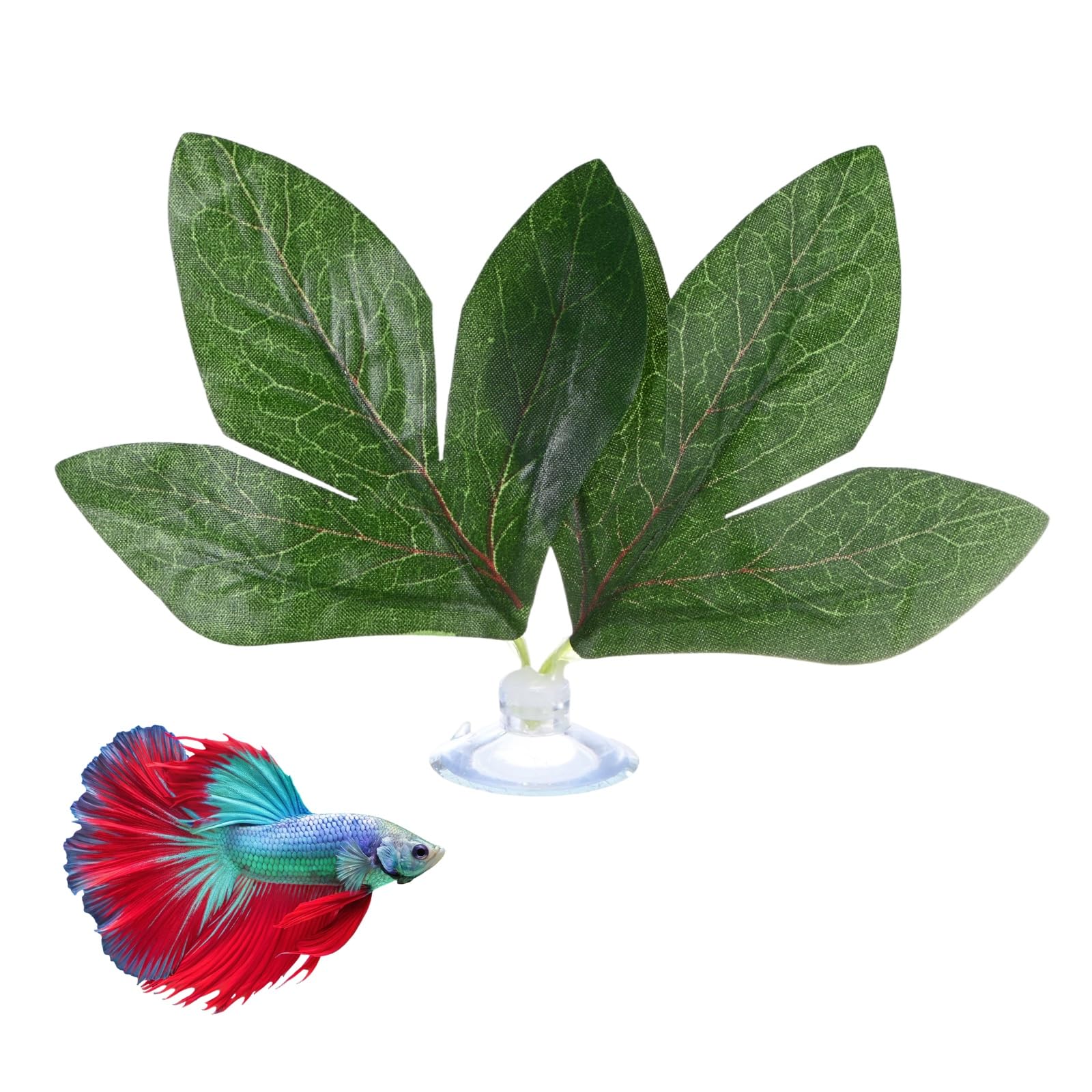 M METERXITY 1-Pack Betta Fish Leaf Pad Plastic, Simulating the Natural Habitat Betta Fish Hammock with Suction Cup for Fish Spawning Ground/Tank Decorations [Peony-Shaped,Green]