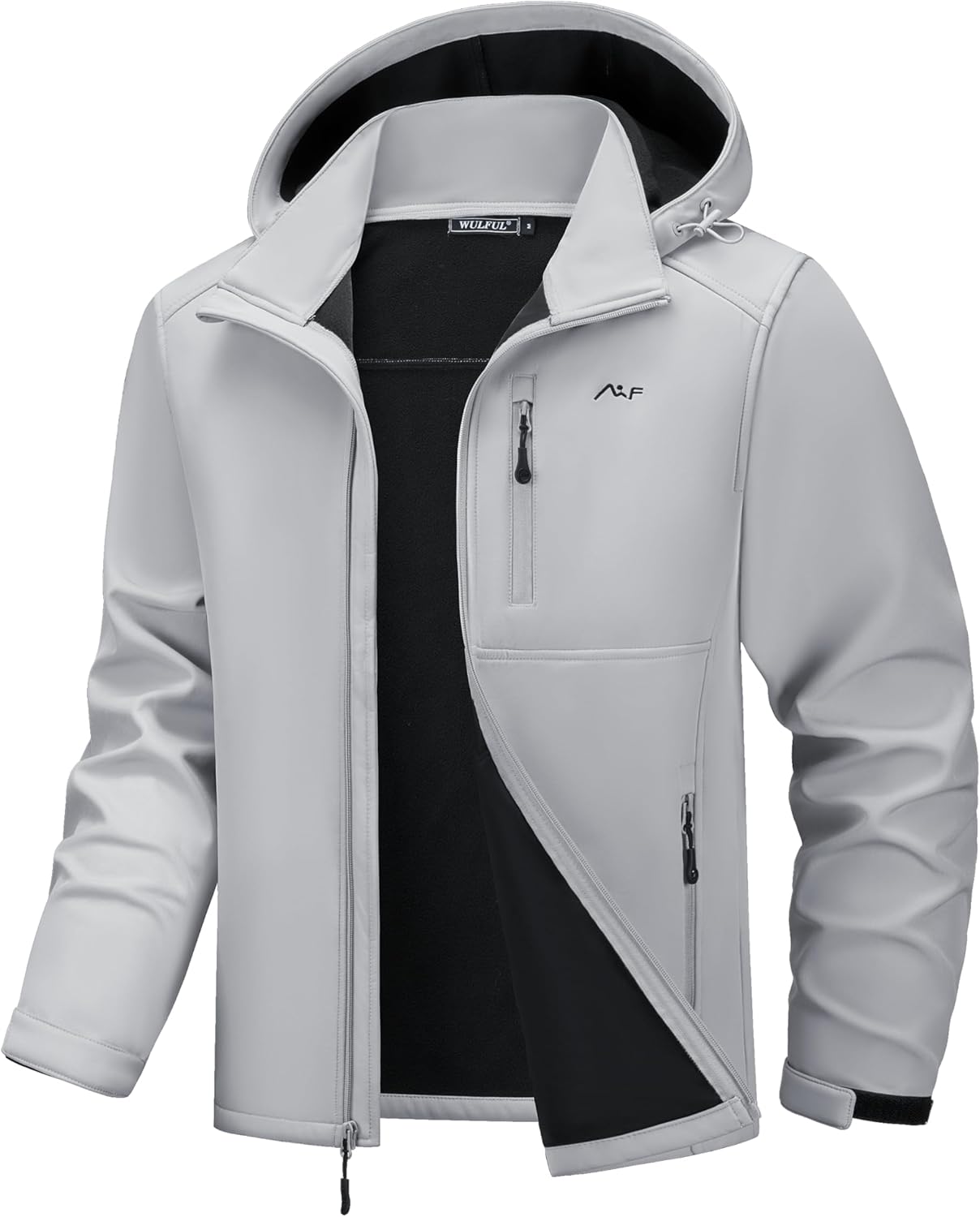 WULFUL Men's Softshell Jacket Waterproof Lightweight Insulated Windbreaker Fleece Lined Rain Shell Jacket for Hiking Travel