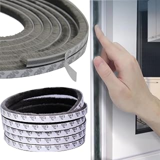 Weather Stripping Door Seal, 32.8Ft Self Adhesive Brush Weather Seal Strip for Windows and Doors Felt Door Seal Window Insulation Sealing Strip Brush Weatherstrip 0.35inch Wide x 0.35inch Thick