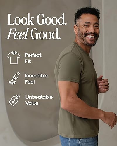 Miniatura 4 de True Classic Camisetas de manga corta con cuello redondo para hombre, mezcla de algodón, lisas