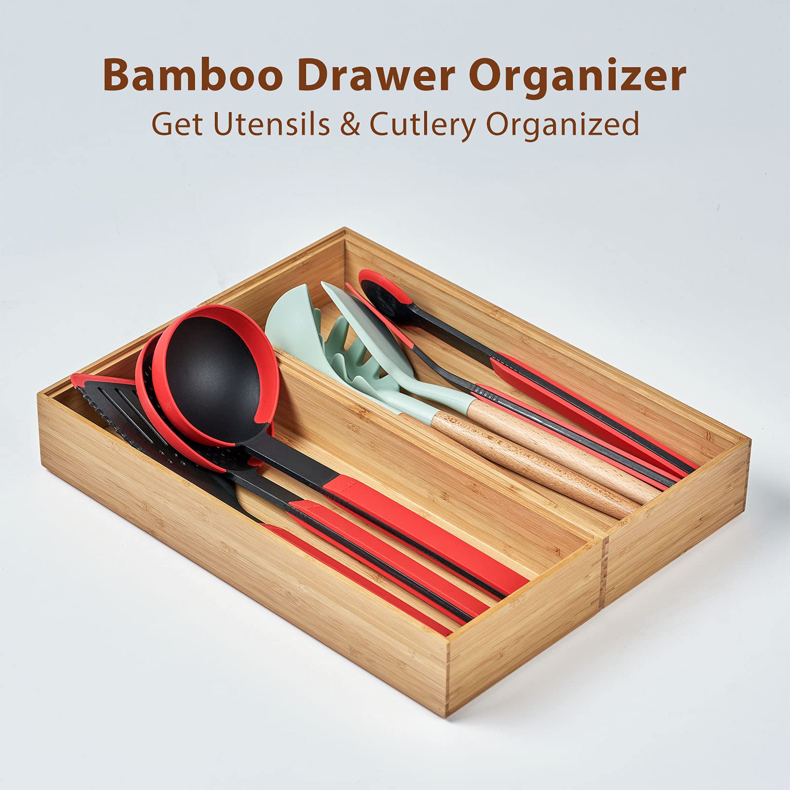Snapklik.com : Umilife Bamboo Kitchen Utensils Organizer, Extra Long ...