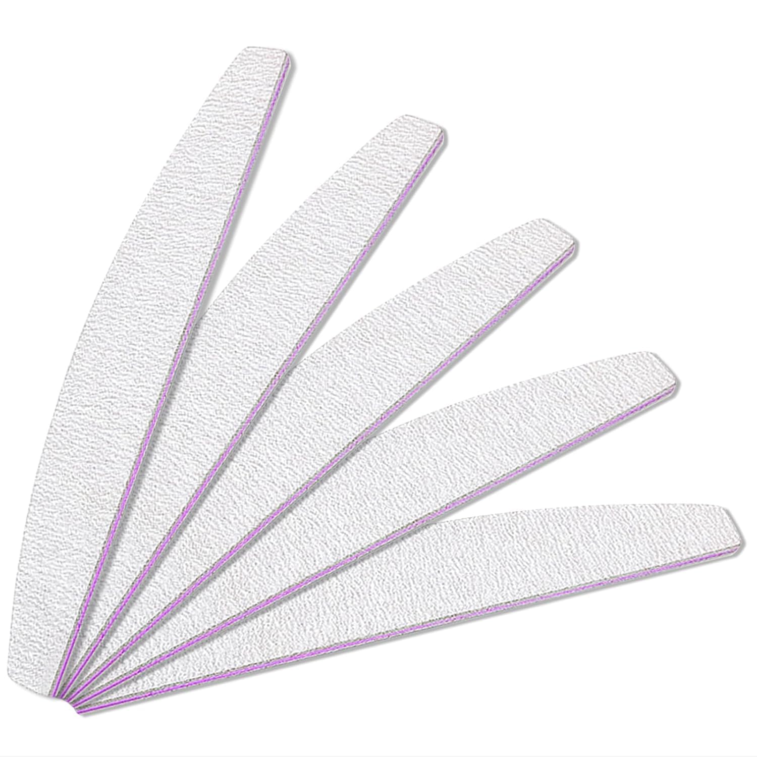 2 Pcs Nail Files, Professional Nail File Set, Curved Fingernail files, 100/100 grit Double-Sided Emery Board Manicure Tools for Home and Salon Use - Pack of 2(Grey)