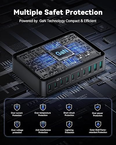 Miniatura 4 de Cargador USB C de 100 W, Rocoren de 4 puertos PD3.0 QC5.0 PPS USB C, cargador de pared multipuerto 3 USB-C+1 USB-A para MacBook Pro, iPad Pro,