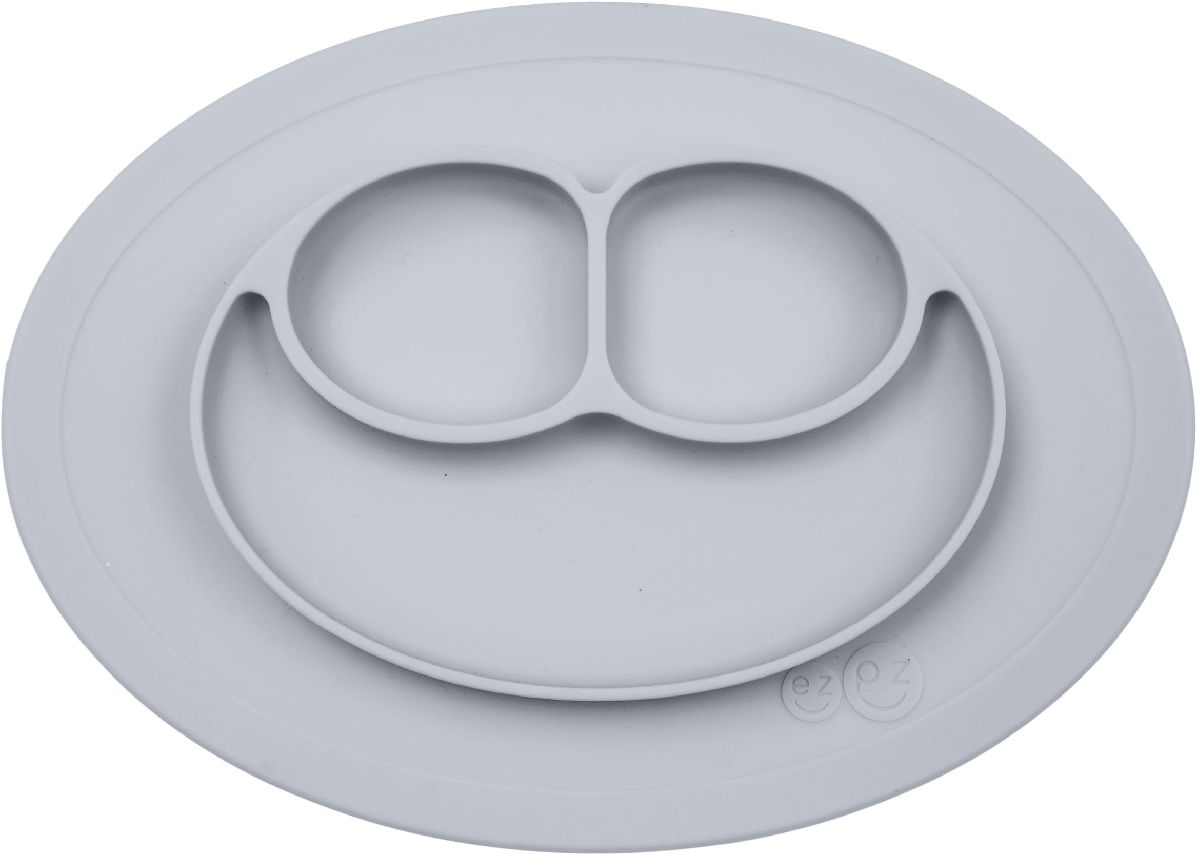 Silicone plate, mini mat, ezpz fun, silicone mat with recessed plate (light grey)