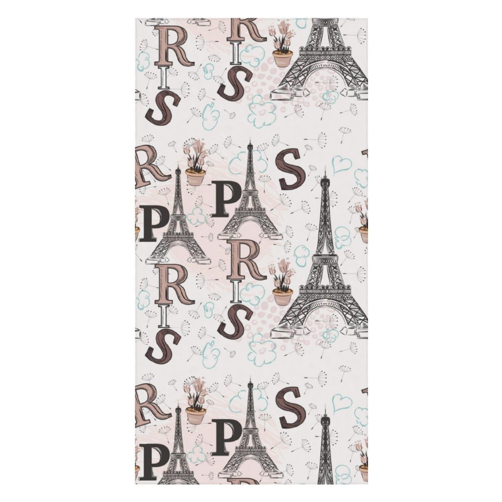 LWORZIIB Beach Towel, Paris Eiffel Tower Floral Bath Towel, Pool Towel Great for Gym Swimming 80 X 160cm