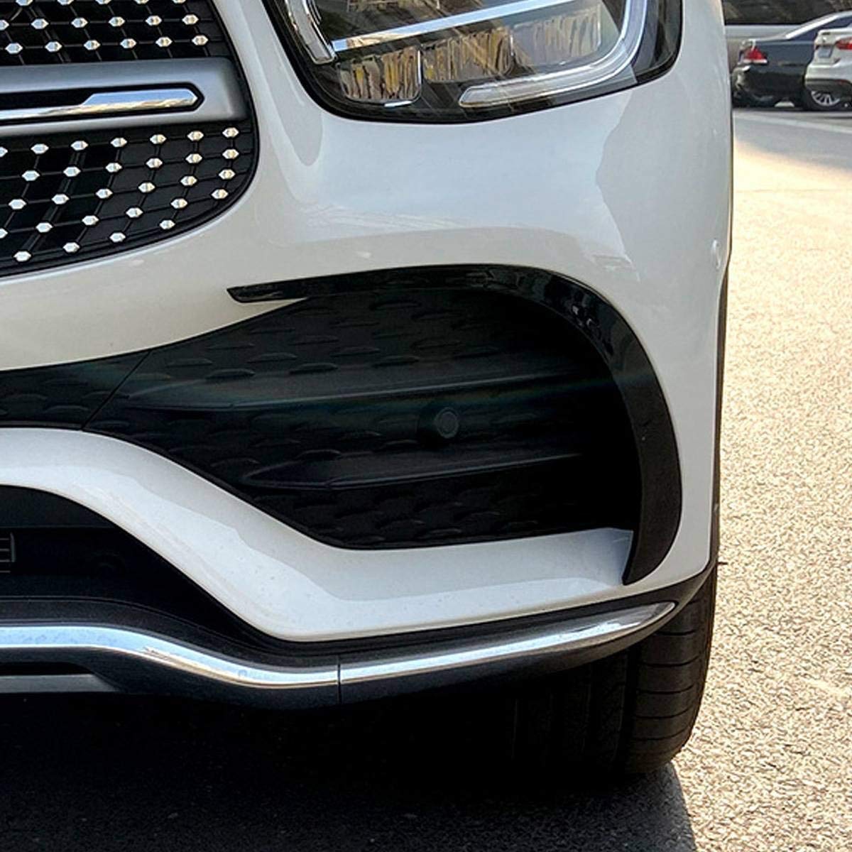 Rozdzielacz przedniego zderzaka samochodu Spoiler boczne dekoracyjne osłony listwy wykończeniowe, dla Mercedes-Benz, klasa GLC GLC260 GLC300 AMG 2020 Tylny spoiler pojazdu(CarbonLook)