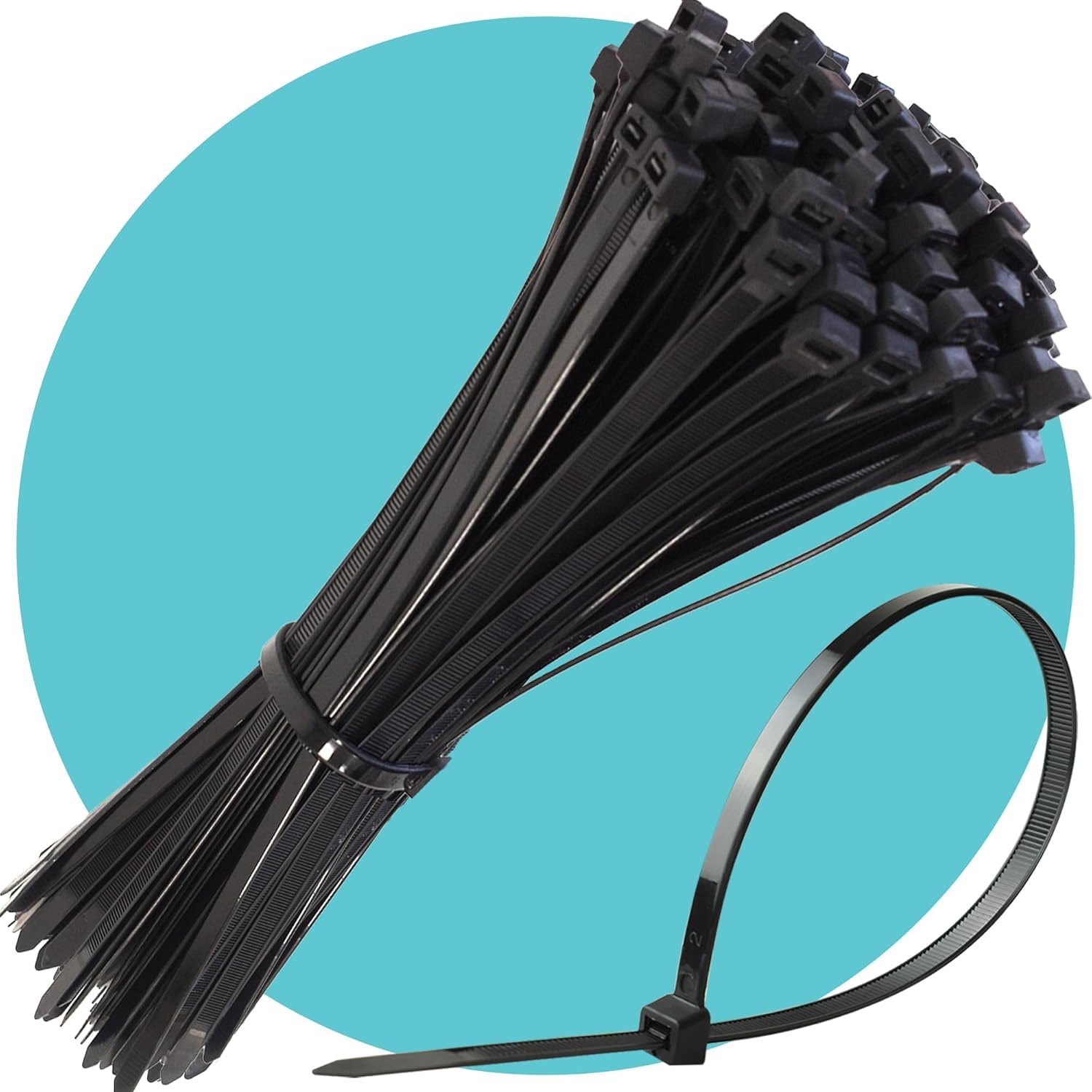 Triplast Essential Black Cable Ties - Pack of 5000 x 12" Long Handy Zip Ties (300mm x 3.6mm) - Self Locking Anti-Slip & UV Resistant Nylon Plastic Tie Wraps for Cable Management & Indoor/Outdoor Use