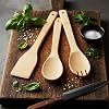 Deconox 3-Piece Bamboo Kitchenware Set – Natural Wooden Spatula, Spoon and Serving Fork | Nonstick Cookware Friendly, Antibacterial and Heat Resistant Wooden Kitchen Set 30 cm