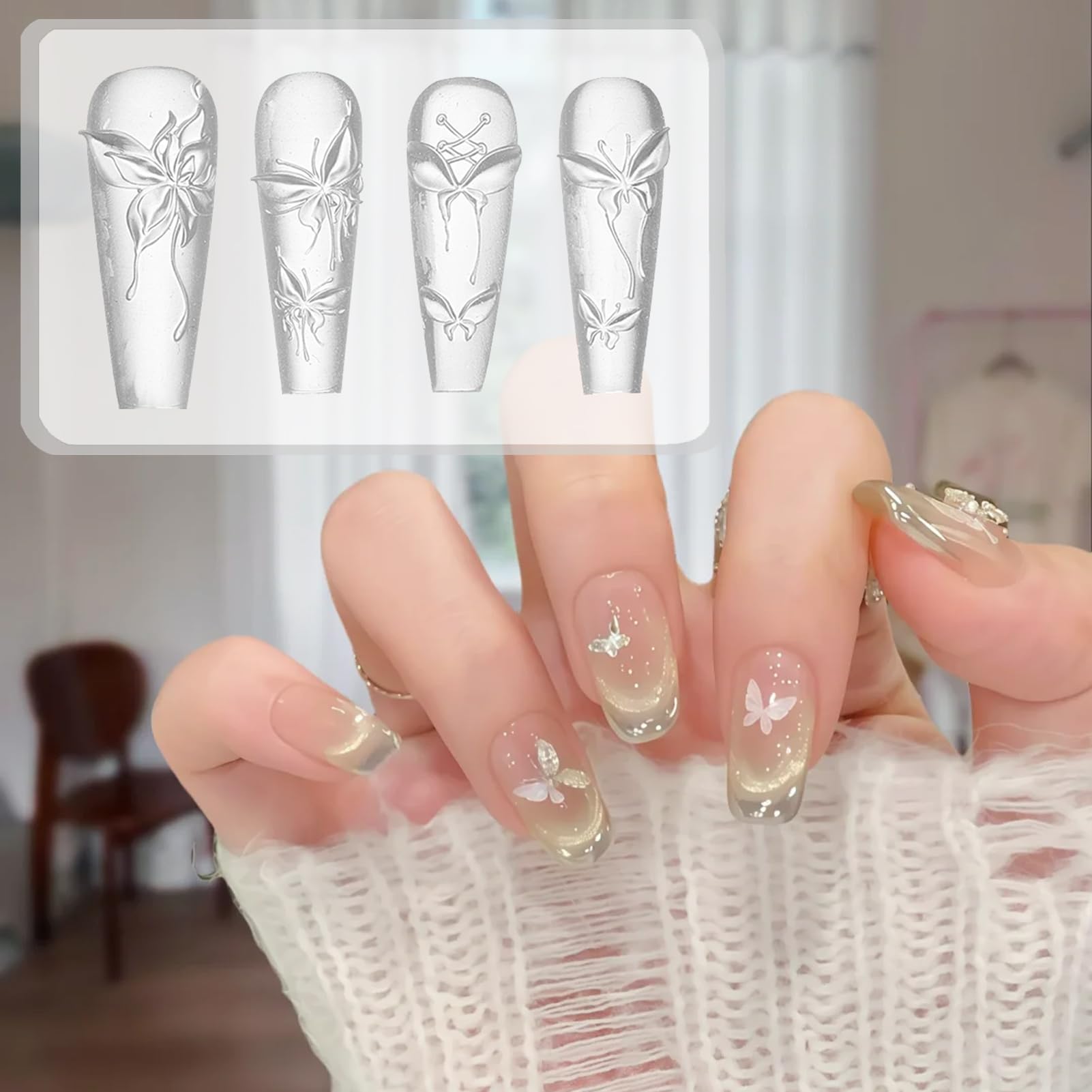 NICENEEDED 2PCS 3D Lotus Flower Nail Art Mold, Silicone Carving Template, Floral Blossom Petals Nail Decor Supplies Accessories for DIY - Image 4