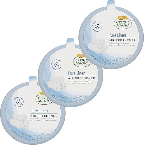 Citrus Magic Aromatizante ambiental sólido y absorbente de olores, Lino puro., paquete de de 3