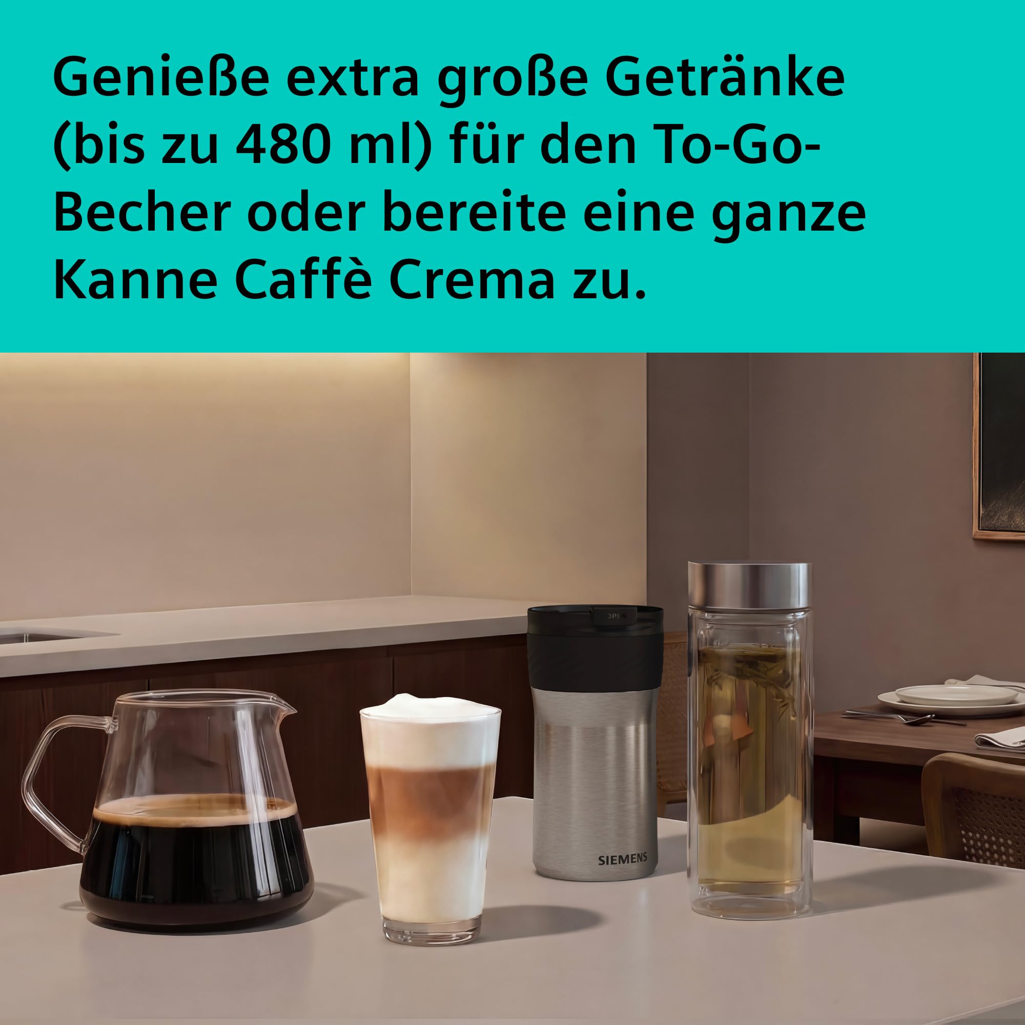 Siemens Kaffeevollautomat EQ900 iAroma, personalisierbare Einstellungen, präzises Mahlwerk, großes, intuitives Full-Touch-Display, Silber, TQ923E03